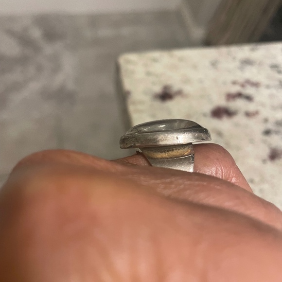 Vintage Sterling Silver .925 Mexico Stamped Oval Wide Band Ring Size 6 - Picture 2 of 7